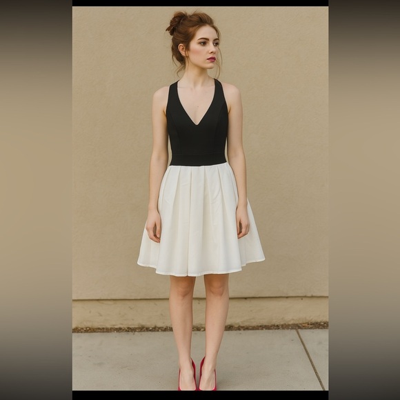 En Crème Nordstrom Black & White Bow Back Dress - Size M Formal, Party, Cocktail - Picture 1 of 2